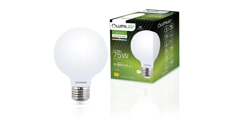 Żarówka LED E27 G95 8W = 75W 4000K Neutralna Globe Mleczny Filament LUMILED