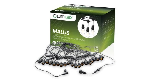 Girlanda Ogrodowa Zewnętrzna MALUS Łańcuch Świetlny 20m 20x E27 Lumiled