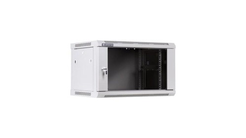 Szafa Rack wisząca 19 6U 600mm szklane drzwi szara