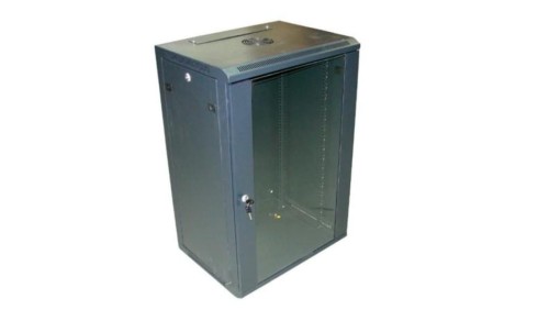 Szafa 19cali wisząca ZETA 18U 600x450 RAL9004 szkło d