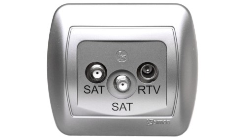 Simon Akord Gniazdo antenowe SAT/SAT/RTV końcowe aluminium metalizowane AZAR+SAT3.1-P2/26
