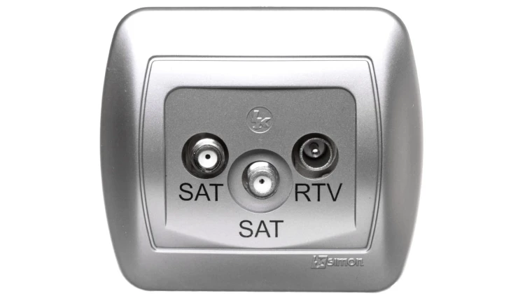 Simon Akord Gniazdo antenowe SAT/SAT/RTV końcowe aluminium metalizowane AZAR+SAT3.1-P2/26