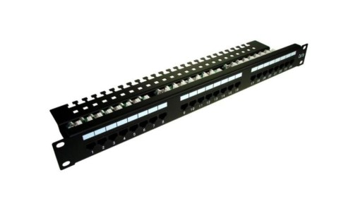 Patch panel 24-port UTP kat.5e 1U 19cali półka organizer
