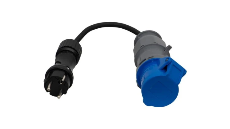 Reduktor - wtyczka 230V + OW 3x2,5mm2 0,5m + gniazdo przenośne 16A 3p