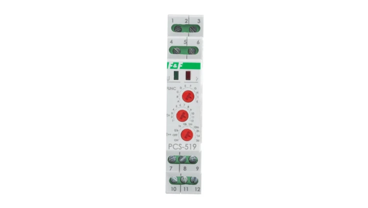 Przekaźnik czasowy 2P 8A 0,1sek-576h 12V AC/DC wielofunkcyjny PCS-519-12V