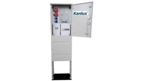Rozdzielnica elektryczna budowlana na fundamencie (2x2P+Z, 1x16A/5P, 1x32A/5P) RB40x60-K40-00112W-FL-KANLUX