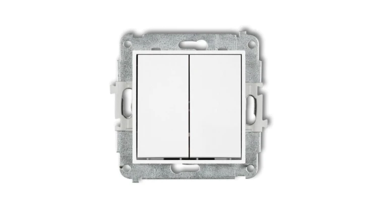 ICON Mechanizm łącznika podwójnego schodowego (dwa klawisze bez piktogramów) biały IWP-33.1