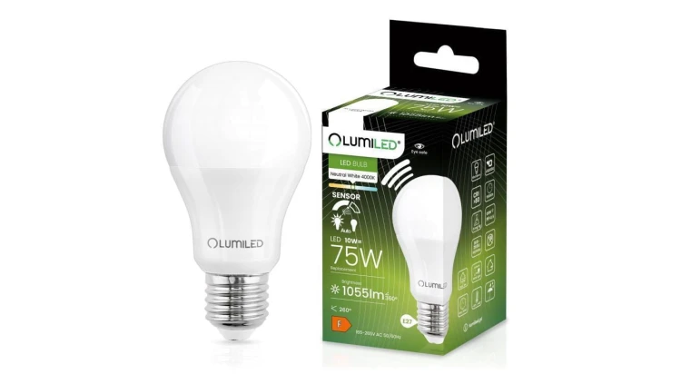 Żarówka LED E27 10W 1055lm 4000K Neutralna z Czujnikiem Ruchu i Zmierzchu Lumiled