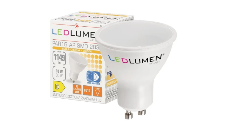 Żarówka LED PAR16-AP GU10 9W LED CCD WW