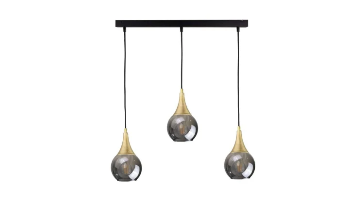 Lampa wisząca nowoczesna 3xE27 LACRIMA SMOKY/GOLD