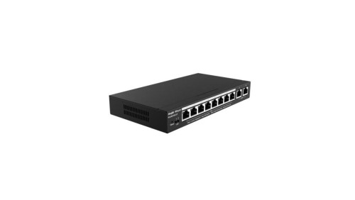Zarządzalny Switch Reyee L2 10 portów 1Gbit + 2 porty Uplink RJ45 1Gbit 8 portów PoE/PoE+ (70W max) Metalowa Obudowa Desktop