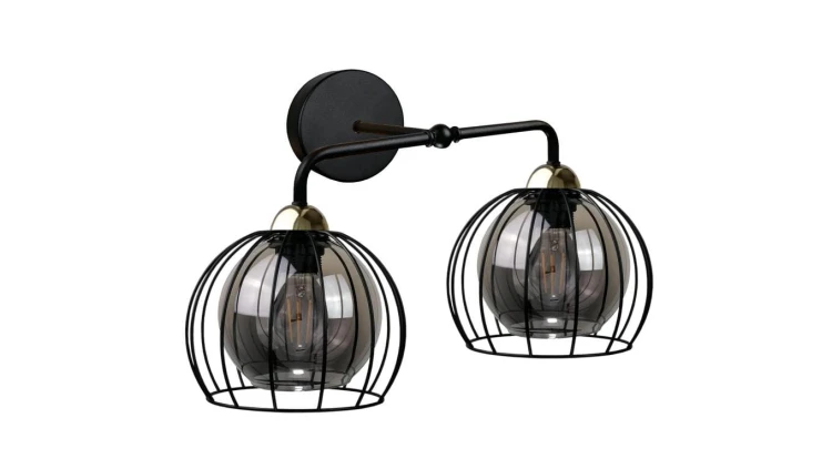 Kinkiet nowoczesny loftowy 2x E27 SOLO BLACK/GOLD