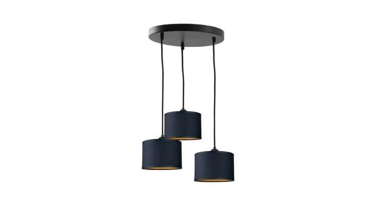 Lampa wisząca nowoczesna abażur 3x E27 FLOW BLACK