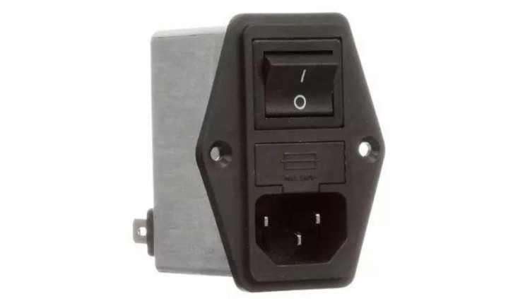 Złącze zasilające AC męskie 6A 250VAC C14 (E) 450uH FN284-6-06