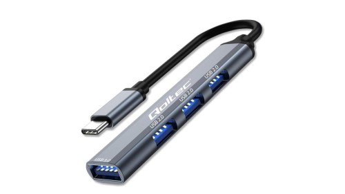 Qoltec Hub Adapter USB-C 3.1 4w1 USB 3.0 3x USB 2.0