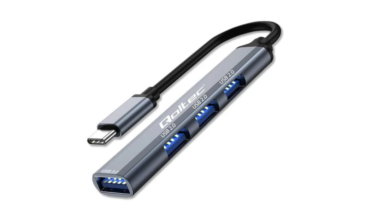 Qoltec Hub Adapter USB-C 3.1 4w1 USB 3.0 3x USB 2.0