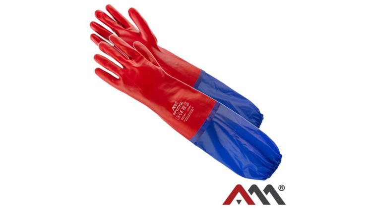 Rękawice Robocze PVC Długie 60 cm zakończone rękawem