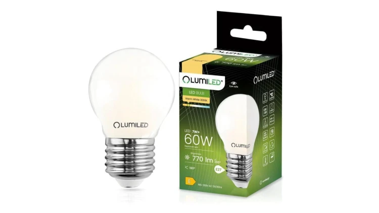 Żarówka LED P45 E27 7W = 60W 770lm 3000K Ciepła 360 Filament Mleczna LUMILED