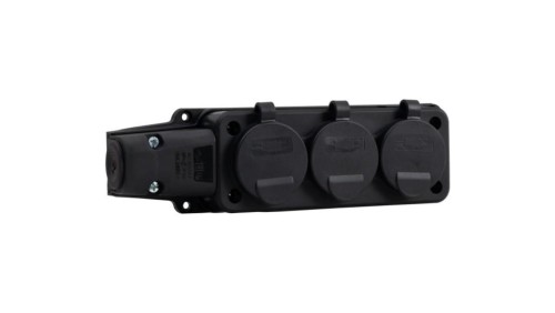 Listwa gumowa 3x230V 16A IP54 SCHUKO czarna