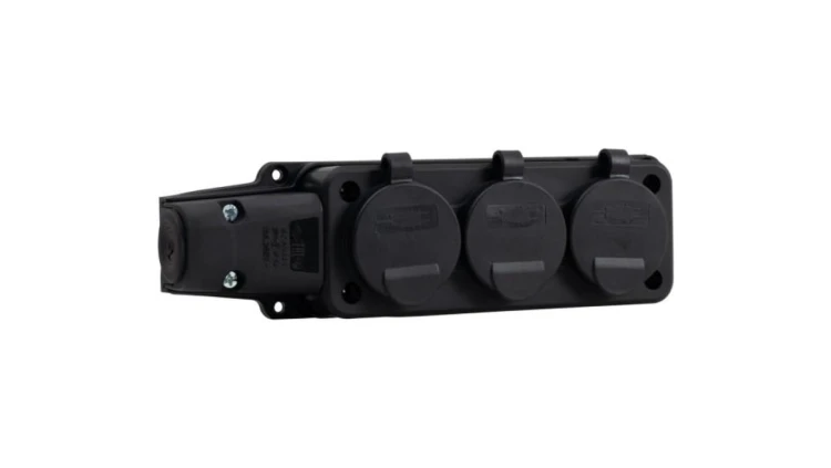 Listwa gumowa 3x230V 16A IP54 SCHUKO czarna