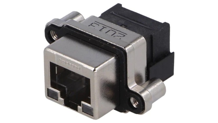 MRJ-5380-M1 Gniazdo RJ45 na panel THT kątowe 90 UL94V-0 IP67 M3