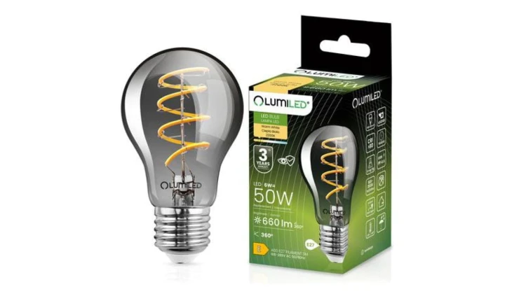 Żarówka LED A60 E27 6W = 50W 660lm 2200K Ciepła 360 Filament Dymiona LUMILED Smokey
