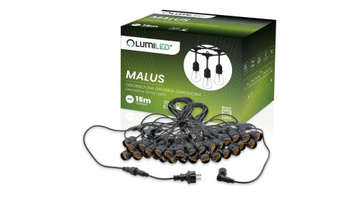 Girlanda Ogrodowa Zewnętrzna MALUS Łańcuch Świetlny 15m 30x E27 Lumiled