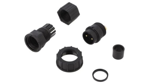 DC-02BFMB-SL7001 Złącze okrągłe wtyk rozmiar D męski 2PIN złocony 20A IP67