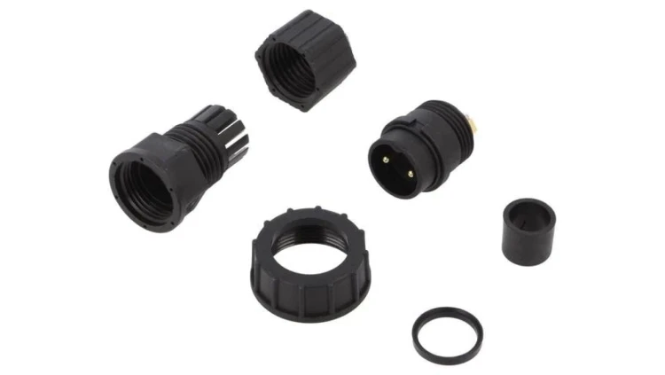 DC-02BFMB-SL7001 Złącze okrągłe wtyk rozmiar D męski 2PIN złocony 20A IP67