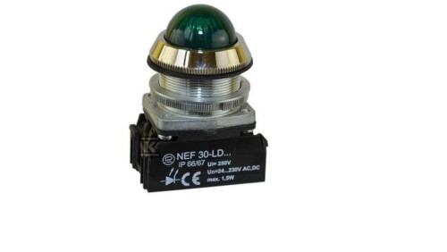 Lampka sygnalizacyjna 30mm zielona 220-230V AC/DC żarówka W0-L-NEF30LE/220V Z