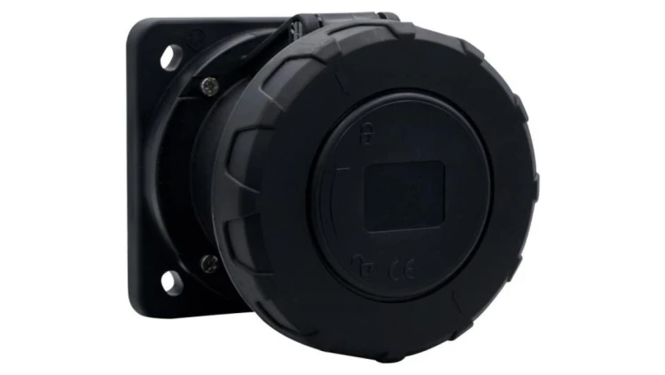 Gniazdo siłowe tablicowe proste 63A 5p 380V-415V /FE/ IP67 czarne