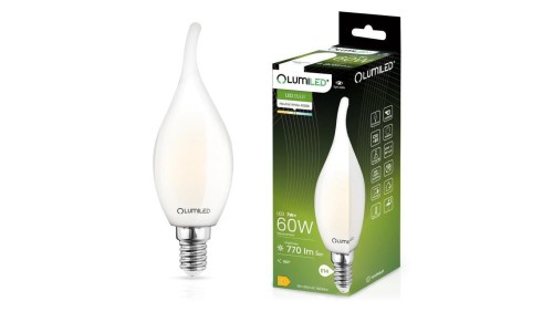 Żarówka LED Płomyk BA35 E14 7W 770lm 4000K Neutralna 360 Filament Mleczna LUMILED