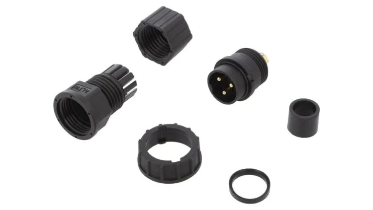 DC-03BFMB-LL7001 Złącze okrągłe wtyk rozmiar D męski 3PIN złocony 20A IP67