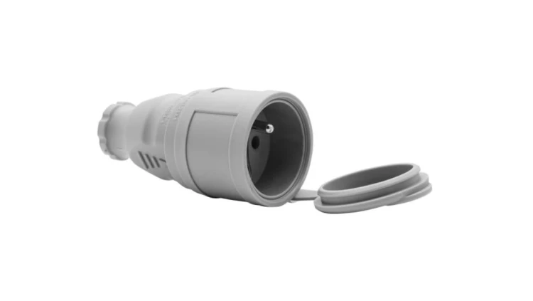 Gniazdo gumowe NOVA 230V 16A IP44 szare