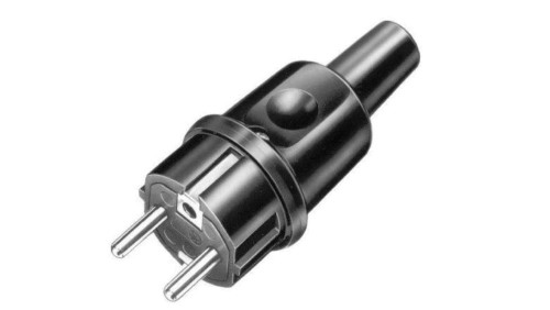 Wtyczka gumowa 16A 2P+Z 230V IP44 Uni-Schuko czarna 9002210