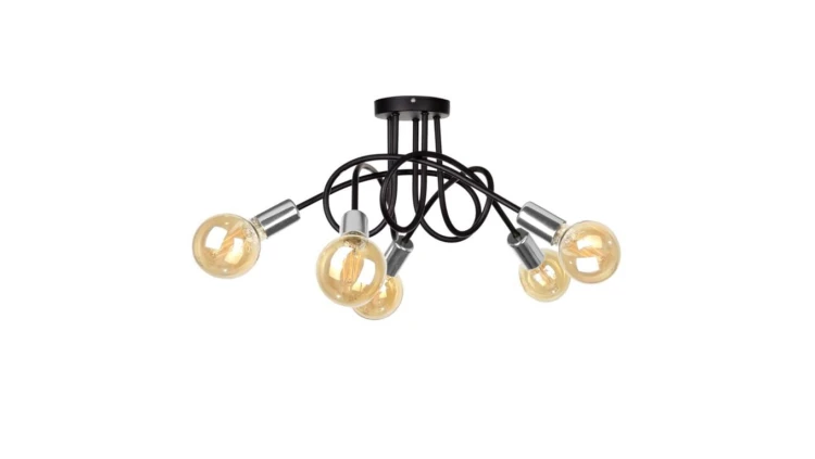Lampa sufitowa nowoczesna 5xE27 RUMBA BLACK/SILVER
