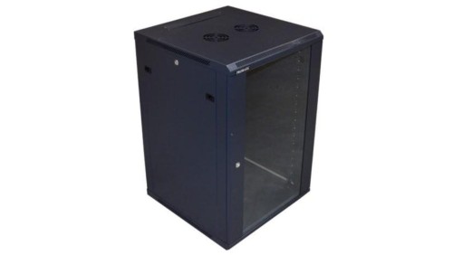 Szafa 19cali wisząca ZETA 18U 600x600 RAL9004 szkło d