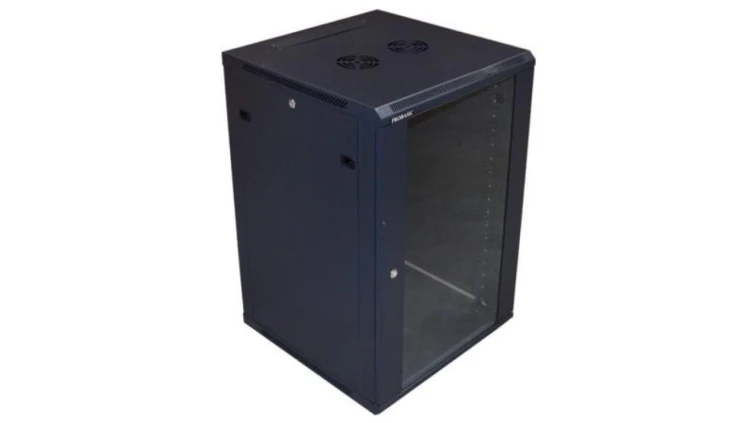 Szafa 19cali wisząca ZETA 18U 600x600 RAL9004 szkło d
