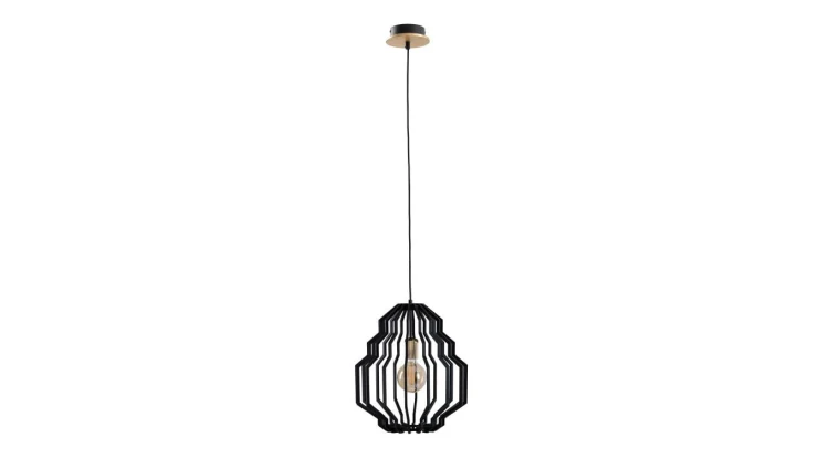 Lampa wisząca nowoczesna drewno czarna 1xE27 ZOEY