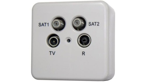 Gniazdo RTV/SAT podwójne, radio, telewizja, 2x satelita, natynkowe