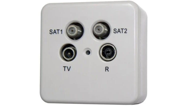 Gniazdo RTV/SAT podwójne, radio, telewizja, 2x satelita, natynkowe