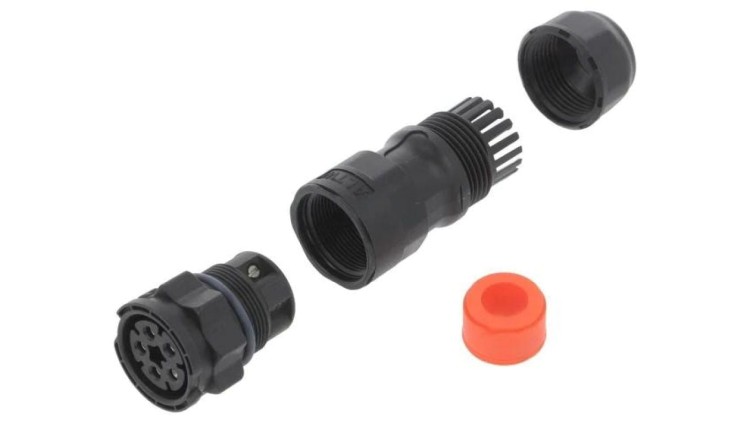 DC-05BMFB-QL8SPP Złącze okrągłe wtyk na przewód 5PIN żeński ze stykami IP68