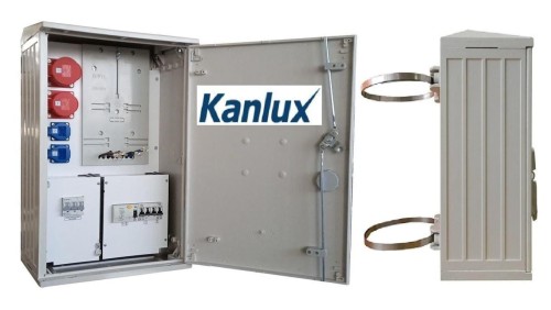 Rozdzielnica elektryczna budowlana na słup (2x2P+Z, 1x16A/5P, 1x32A/5P) RB40x60-K40-00112W-SL-KANLUX