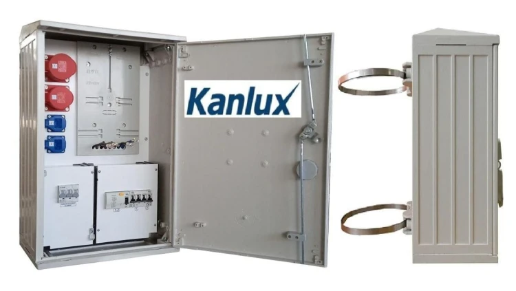 Rozdzielnica elektryczna budowlana na słup (2x2P+Z, 1x16A/5P, 1x32A/5P) RB40x60-K40-00112W-SL-KANLUX