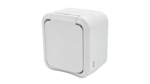 Gniazdo z uziemieniem pojedyncze natynkowe Aqua Pro IP55 białe 60224
