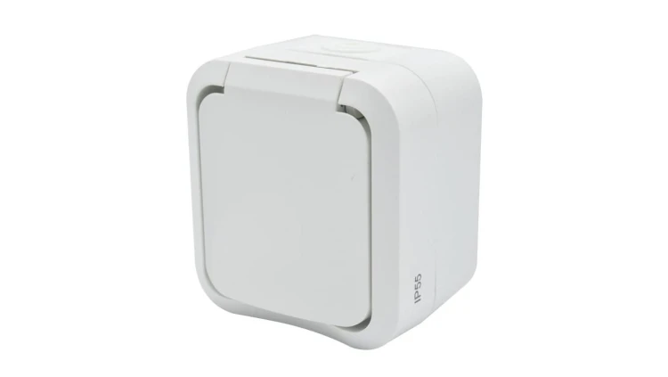 Gniazdo z uziemieniem pojedyncze natynkowe Aqua Pro IP55 białe 60224