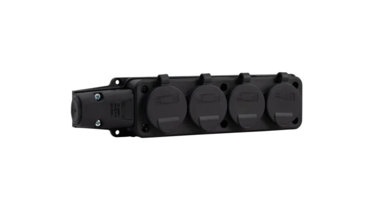 Listwa gumowa 4x230V 16A IP54 SCHUKO czarna