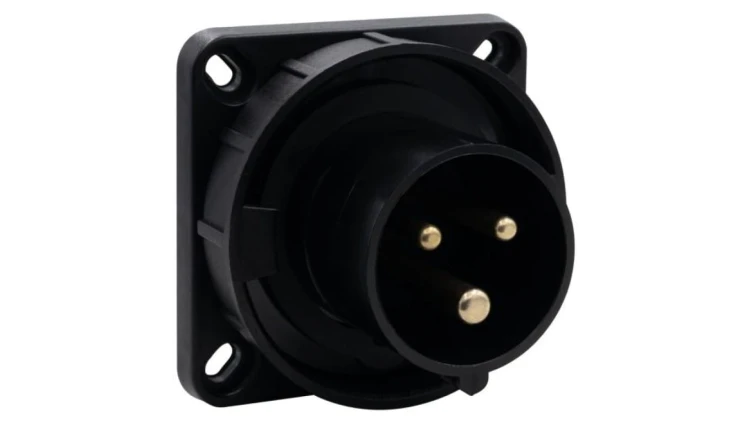 Wtyk przemysłowy tablicowy odbiornikowy 16A 3p 200V-250V /FE/ IP67 czarny