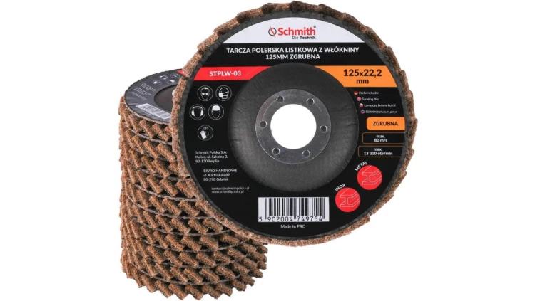 Tarcza polerska listkowa zgrubna 125mm filc lamelka z włókniny Schmith