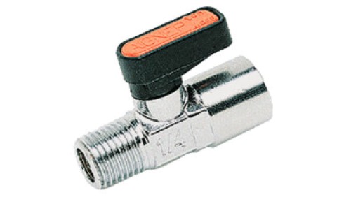 Zawór kulowy Ghilux mini R 3/8 GZ - R 3/8 GW, PN20, gwintowany, mosiądz niklowany, PTFE/NBR